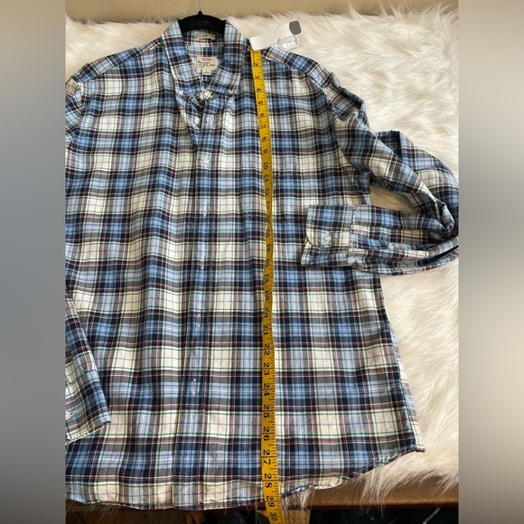 J crew all cotton oxford Men's Blue Plaid Shirt - Picture 11 of 12